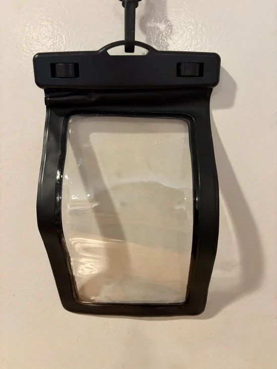 Clear Waterproof Phone Pouch with Black Trim and Neck Lanyard - Picture 2 of 3